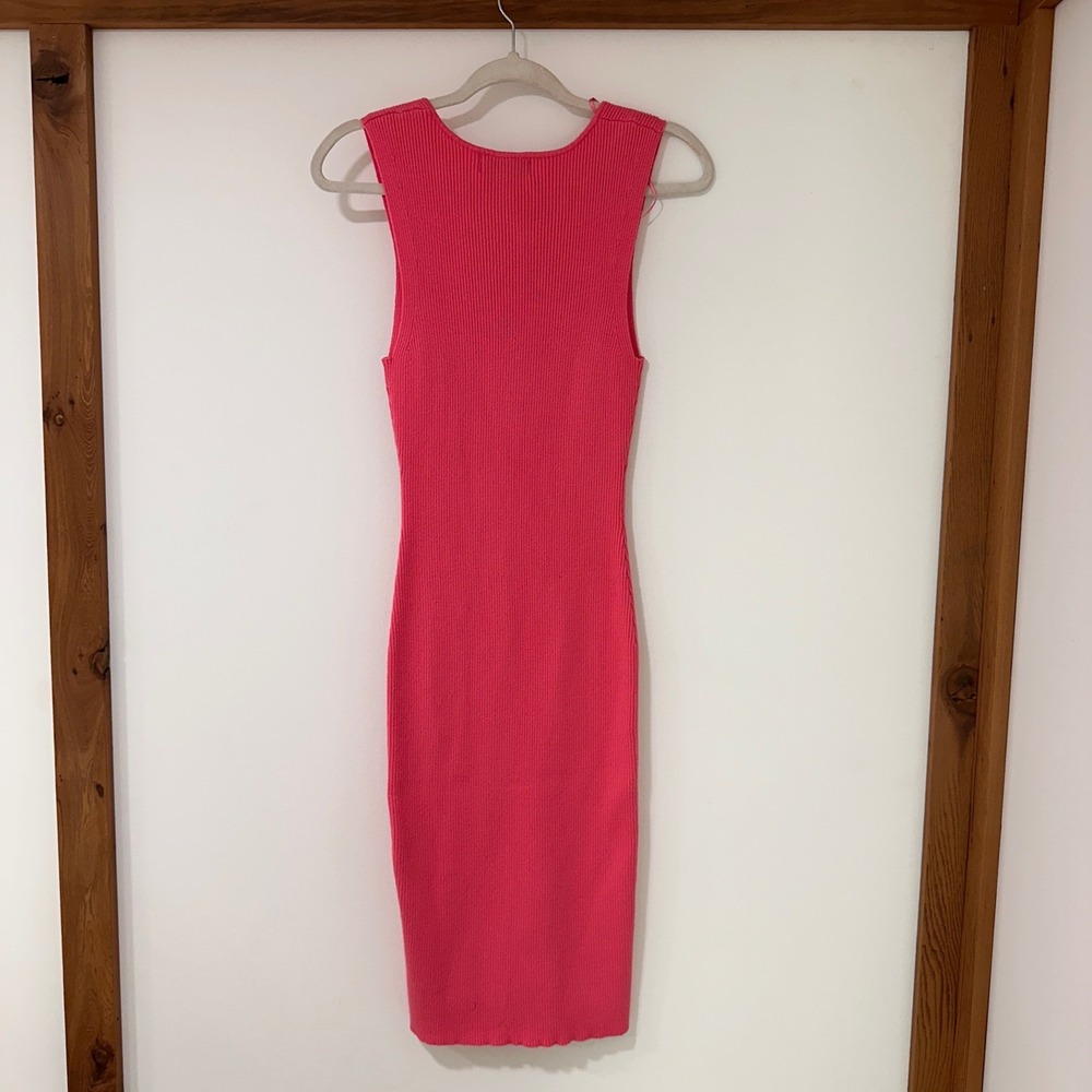 Willow‎ & Wind Ribbed Knit Midi Dress Pink Sleeveless Size Large Barbiecore